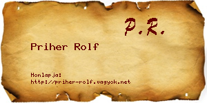 Priher Rolf névjegykártya